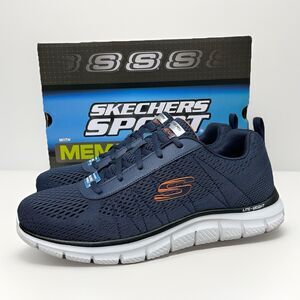 Skechers Track Moulton Athletic Shoe Size 11 Men Sneaker Navy Blue Orange 232081